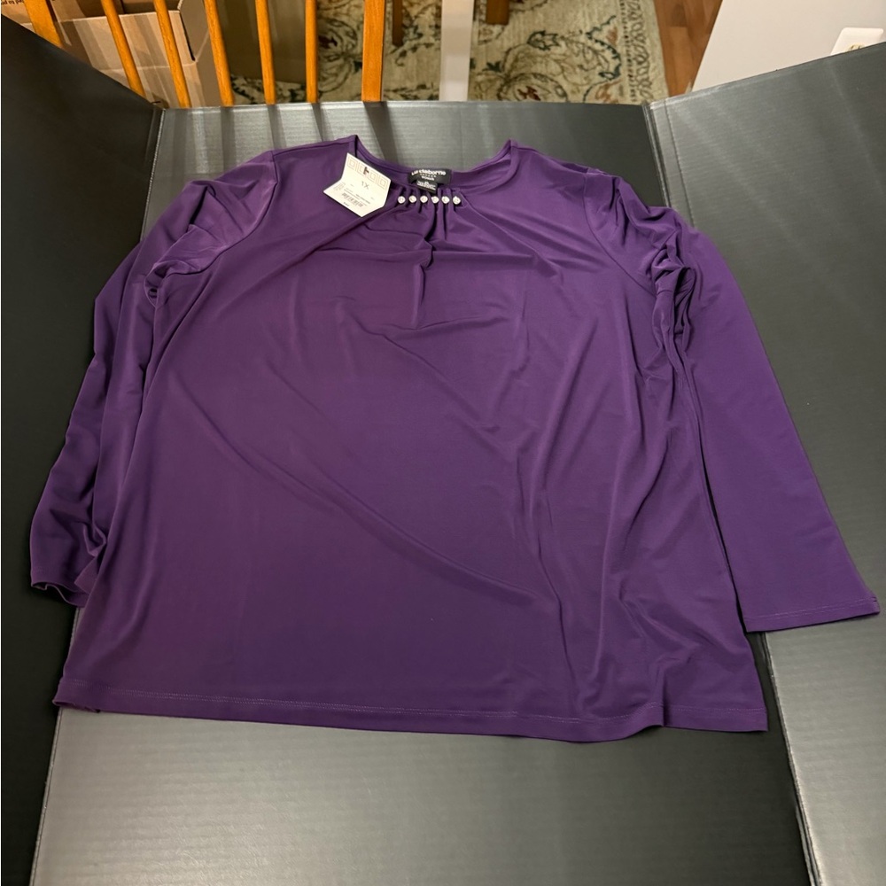 Liz Claiborne Deep Purple Long Sleeve Top